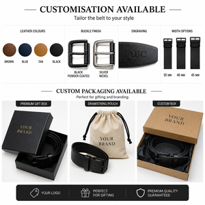 Cinturón Casual de Cuero Genuino Premium para Hombre, Hebilla Negra de 40 mm, Uso Diario, Marrón, Bronceado, Azul, Negro - Product Image 4
