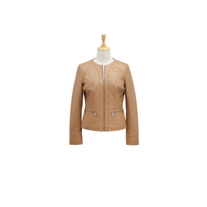 Wholesale High Quality Ladies <b>Leather</b> <b>Jacket</b> Stylish Winter Best Design Round Neck Sheep Skin <b>Leather</b> women <b>Jackets</b> - Product Image 1