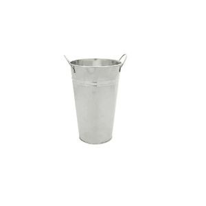 Jarrón Rústico de Metal Galvanizado con Diseño Floral Blanco, Centro de Mesa Cilíndrico Alto para Decoración de Hogar, Estilo Rústico y Bodas - Product Image 3