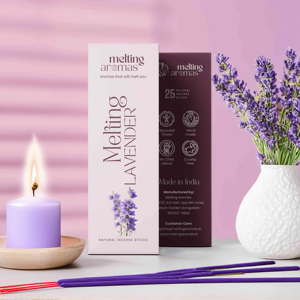 Incienso de Lavanda Premium MELTING LAVENDER, Varillas de Incienso Naturales de Larga Duración para Meditación y Pooja - Product Image 1