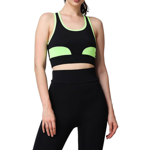 Conjunto de Yoga de Cintura Alta de 2 Piezas para Mujer, Ropa Deportiva, Leggings Acanalados Sin Costuras y Sujetador Deportivo, Parches de Neón, Ropa Deportiva para Gimnasio y Fitness - Product Image 5