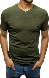 Camiseta Básica Lisa con Cuello en V para Hombre, Impresión de Logotipo Personalizado, 100% Algodón, Camisetas Lisas con Cuello en V para Hombre, Ecológicas, de Secado Rápido, Precio Económico - Product Image 4