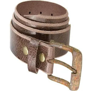 Ceinture décontractée en cuir rustique faite à la main classique pour hommes avec ancienne finition boucle rouillée ceintures et accessoires en cuir de haute qualité