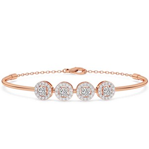 กำไลข้อมือเพชรแล็บเกรดพรีเมียม Galaxy Scattered Sparkle รุ่น Eloise Halo แบบเปิดได้ (1 กะรัต) ทูวี. ทองคำ 18k สำหรับเด็กผู้หญิง - Product Image 5