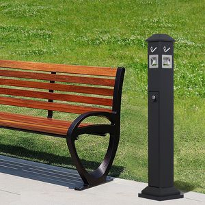 Contenitore per mozziconi di sigaretta autoportante da esterno resistente alle intemperie con 4 aperture per lo smaltimento e coperchio superiore, design verticale - Product Image 2