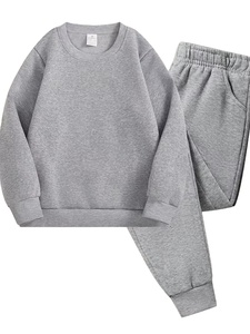 Girls' 2-Piece Fall Winter Casual Round Neck 100% Cotton Anti-Wrinkle Sweatshirt & Long Pants Set for Holidays Vacation - Product Image 2