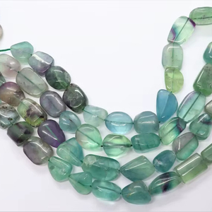 ลูกปัดฟลูออไรต์หลายสีทรงหยดน้ำขนาด 14-15 มม. ลูกปัดพลอยฟลูออไรต์หลายสีทรงหยดน้ำขนาด 16 นิ้ว ฟลูออไรต์ขัดเงา - Product Image 1