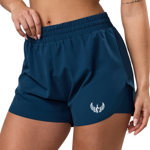 Shorts de course 2 en 1 bleu marine pour femmes, légers, pour la gym, séchage rapide, entraînement, fitness, vêtements de sport - Product Image 1
