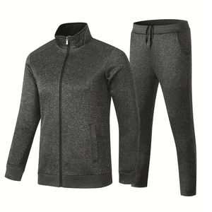 New Custom <b>Men</b> Casual Tracksuit Set Full Sleeve Zipper <b>Jacket</b> Pants Solid Color Breathable Regular Fit Autumn Wear 2 Piece Suits - Product Image 1