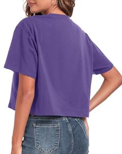 Vêtements d'extérieur pour femmes, t-shirt court en coton à manches courtes pour le printemps et l'automne, impression de logo personnalisée pour le printemps et l'été - Product Image 5
