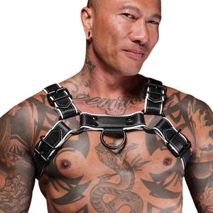 <b>Mens</b> Hardline Bulldog Leather <b>Harness</b> White Adjustable Chest Fit Premium Leather Club Wear - Product Image 1
