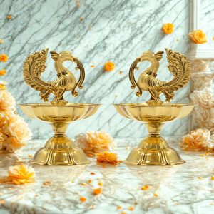 Traditional Resin <b>Duck</b> Diya Oil Lamp Hanging Set Single-piece Round Tabletop Vase for Diwali Home Decor - Product Image 5