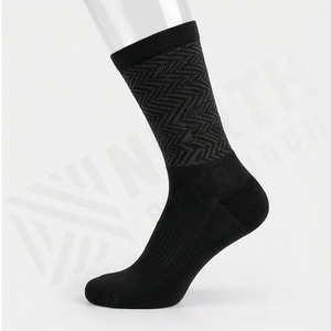 Black Geometric Pattern Crew <b>Socks</b> Breathable Polyester Spandex Running Athletic <b>Socks</b> for Adults Summer Wear - Product Image 3