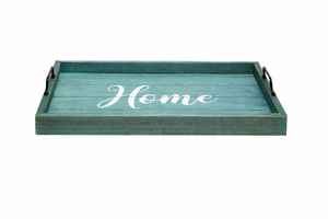 Bandeja de servir de madera artesanal de primera calidad, hecha de madera natural con elegantes asas de metal, ideal para decoración de hogares de lujo. - Product Image 5