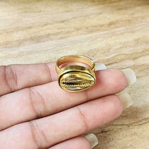 Modern Bohemia Cowrie Shell Brass <b>Ring</b> <b>Women</b> 18K Gold Plated Ocean Beach Jewelry Dainty Statement <b>Ring</b> - Product Image 2