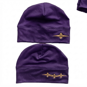 Custom <b>Purple</b> Acrylic Beanie <b>Hat</b> Vintage Style Unisex Winter Skull Cap Luminous Glitter Print Jacquard Technique Adult Outdoor - Product Image 1