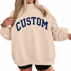 Best Quality Light <b>Blue</b> Color <b>Women's</b> Oversized <b>Fleece</b> Mock Neck Sweatshirt Polyester/Cotton Blend Customized Logo Casual Wear - Product Image 6