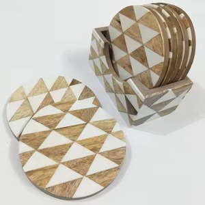 Handmade Wooden <b>Coaster</b> <b>Set</b> Decorative Tea Coffee Cup <b>Coasters</b> for Modern Home and Kitchen Use - Product Image 1