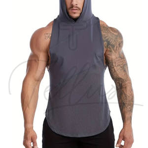 Débardeur à capuche personnalisé avec logo pour homme, idéal pour la musculation et la gym, coupe décontractée - Product Image 6