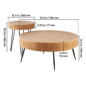 Set di 2 tavolini da caffè rotondi industriali fatti a mano, 31,3 pollici, facili da montare, tavolini laterali e d'appoggio - Product Image 2