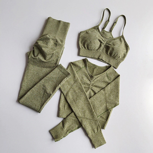 Ensemble de yoga 4 pièces pour femmes, vêtements de sport respirants, vêtements de fitness sans manches - Product Image 5