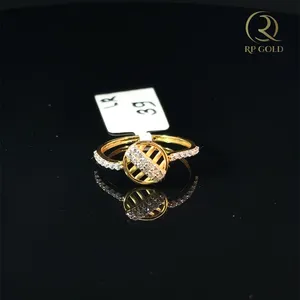 Stylish <b>gold</b> <b>ring</b> with oval design sparkling stone band modern elegant jewelry for women daily wear party gift premium look - Product Image 2