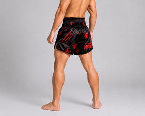 Pantalones Cortos de Muay Thai para Hombre Fairtex Rojos y Negros con Estampado de Llamas Naranjas, Transpirables, de Satén, para Artes Marciales Mixtas - Product Image 2