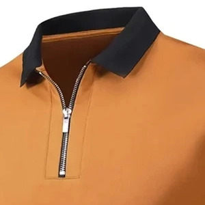 Polo de manga larga personalizado para hombre con cremallera de un cuarto, cuello en contraste, algodón transpirable, camiseta polo de golf para hombre, ropa casual al por mayor - Product Image 5
