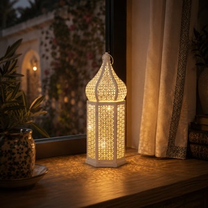 Modern Black Metal Moroccan Lantern Set with Intricate Openwork Pattern Decorative <b>Candle</b> <b>Holders</b> for Home Table Decor - Product Image 6