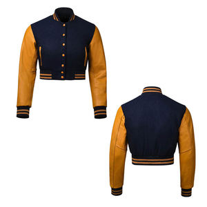 Women's Casual Varsity <b>Jacket</b> College Bomber Coat Trendy Streetwear Lightweight Wool Outerwear Zipper Pockets Custom Embroidery - Product Image 3