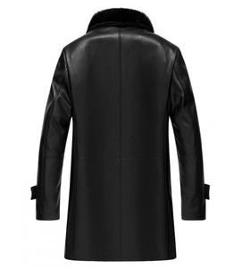 Abrigo de Cuero para Hombre, Chaqueta Larga Elegante, Prenda Exterior Moderna y a la Moda, Ajuste Cómodo, Cuero PU, Material Suave, Ropa de Invierno para Hombre - Product Image 4