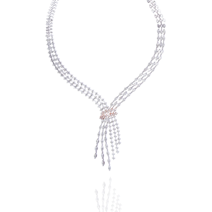 Collier ras du cou en argent 925 pour femme, avec pampilles en strass de cristal de moissanite, coupe marquise, bijoux de mariage, design chaîne perlée - Product Image 1