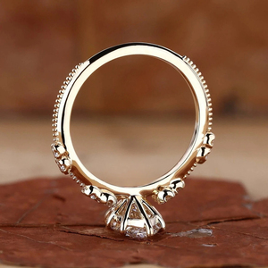 Anillo de compromiso y boda clásico con halo de diamantes cultivados en laboratorio, engaste de canal en oro de 14K certificado por IGI, ideal para regalo de aniversario o fiesta. - Product Image 6