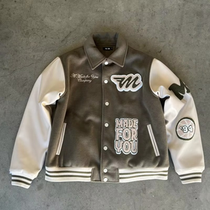 Chaqueta Varsity de Lana Personalizada al por Mayor, Estilo Hip Hop, con Forro Acolchado, Bolsillos y Botones Cubiertos, para Hombre, Uso Invernal - Product Image 1