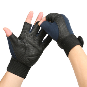 Half-Finger Insulated Non-Slip Fishing Gloves Black and <b>Navy</b> Pu Unisex Durable Outdoor Activities <b>Accessories</b> One Size - Product Image 3