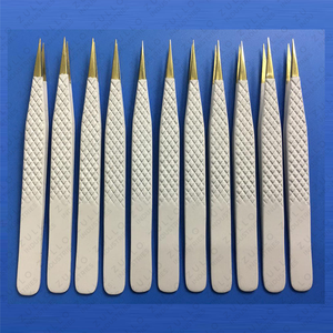 Professional 5Pcs White Eyelash Extension Tweezers Set Stainless Steel with Gold Tip Precision Lash <b>Tools</b> for Beauty Artists - Product Image 5