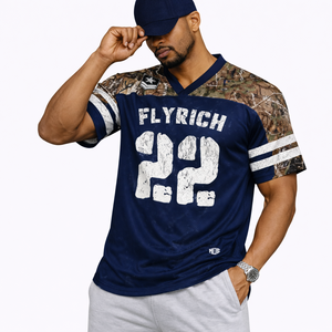 Premium Quality Custom Mesh Navy American Football Jersey Men Sublimation Real tree Camo Sleeve Sportswear Bulk Team Uniform OEM - Product Image 3
