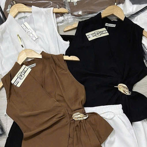Conjunto de Ropa de Mujer de Dos Piezas, Verano, Casual, Elegante, Ecológico, Lavable, Algodón, Color Sólido, Cómodo, Sin Cuello, Corte Ajustado Largo - Product Image 2