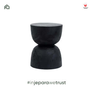 Wholesale Modern Minimalist Black Wood Side <b>Table</b> Elegant Hourglass <b>Stool</b> Accent Pedestal for Living Room and Resort Project - Product Image 3