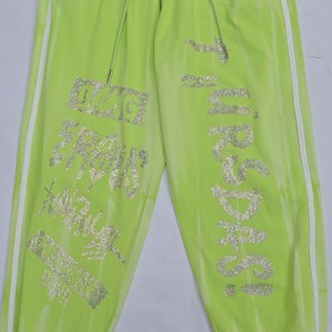 Neon Green Unisex Harem Pants Casual <b>Elastic</b> Waist Loose Fit Full Length Solid Color Knitted Cargo Pants Pockets Autumn <b>Lace</b> - Product Image 6