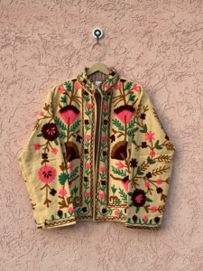 Chaqueta de lona con diseño de pato, hecha a mano, con bordado floral de algodón estilo Suzani, a prueba de viento, para mujer, estilo invierno, regalo para ella. - Product Image 3