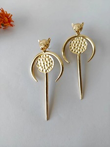 Metal Craft Natural Look Brass Earrings Organic Style Brass Earrings Solid Color Custom Factory Wholesale Item Use - Product Image 2