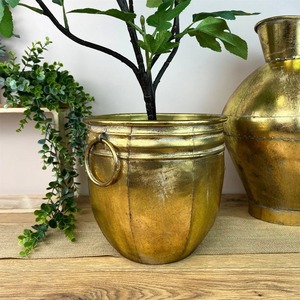 Maceta Metálica Geométrica Moderna, Decorativa, para Plantas de Interior y Exterior, para Hogar, Balcón, Sala de Estar, Oficina - Product Image 1