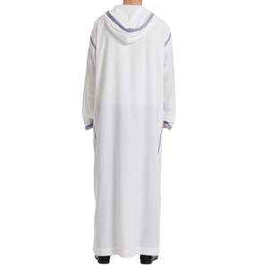 Túnica Blanca Ligera con Cuello en V para Hombre, Thobe Musulmán de Manga Larga, Kandura Árabe, Dishdasha Informal, Jubba Islámica, Ropa de Oración - Product Image 2