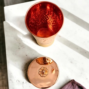 Vintage Design 100% Pure <b>Copper</b> <b>Mug</b> and Glass Set Handmade Eco-Friendly Home Drinkware - Product Image 4