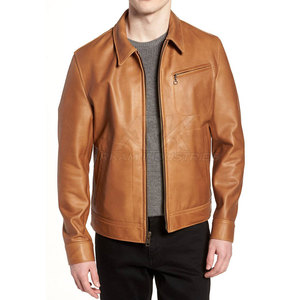Chaqueta de Cuero de Diseño Personalizado con Cuello Camisero, Chaqueta de Cuero para Hombre, Chaqueta de Cuero para Hombre Estilo Urbano - Product Image 3