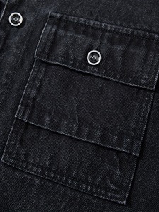 Men's High Quality Winter Casual Denim Jacket <b>Button</b> Stretch Street Personality Fashionable Hole Design Loose Fit Autumn Street - Product Image 3