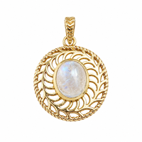 Pendentif Soleil en Pierre de Lune Arc-en-ciel, Collier en Laiton Plaqué Argent avec Pierre Précieuse, Bijou Céleste Bohème, Cadeau Tendance pour Femme