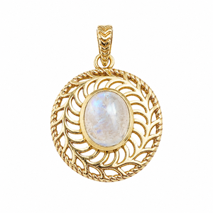 Rainbow Moonstone Sun Pendant Gold Tone Gemstone <b>Necklace</b> Celestial Jewelry Boho <b>Statement</b> Gift for Women Her - Product Image 1