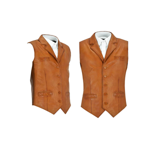 <b>Men's</b> Real <b>Leather</b> <b>Vest</b> For Sale Classic Casual Fashion Sleeveless Outerwear <b>Men</b> <b>Leather</b> <b>Vest</b> in Wholesale Rate - Product Image 4